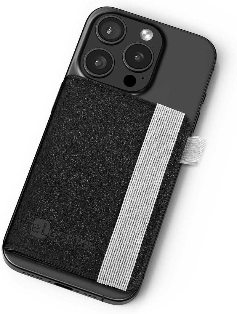 eLusefor Stick-On Phone Wallet for Back of iPhone or Android Case | 6 Sleeve Credit Card Holder - Pocket for Cards, Money & ID - Built-in Stand - Waterproof Material - Travel, Work & Life-Proof - Starry - Image 1