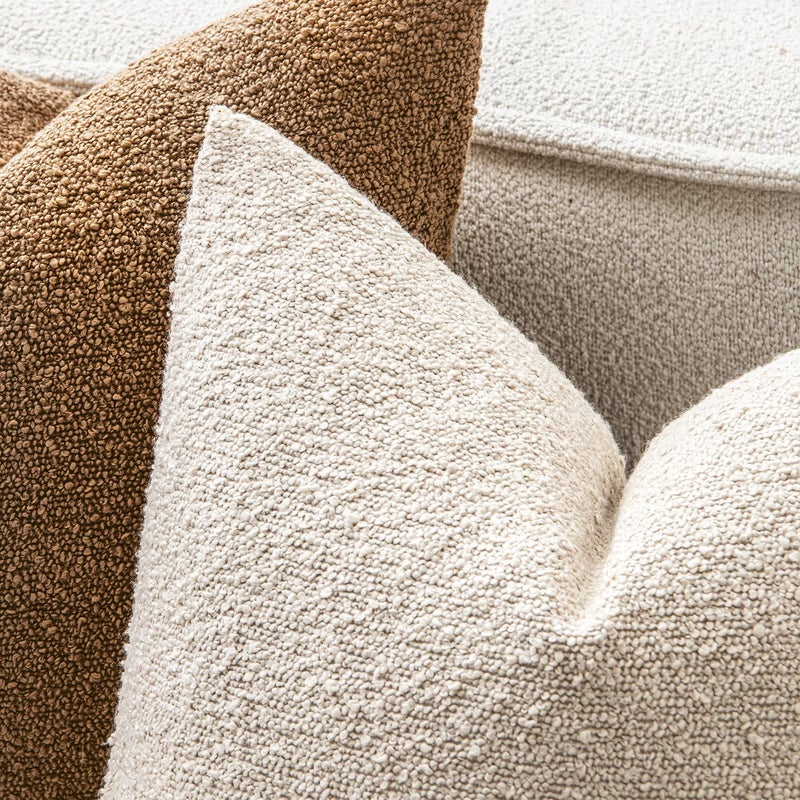 MIULEE 26x26 Inch Decorative Euro Sham Pillow Covers for Couch Bed Set of 2 Textured Boucle Neutral Throw Pillow Covers Natural Beige Ivory Accent Solid Pillowcases Sofa Living Room Home Decor - Image 2