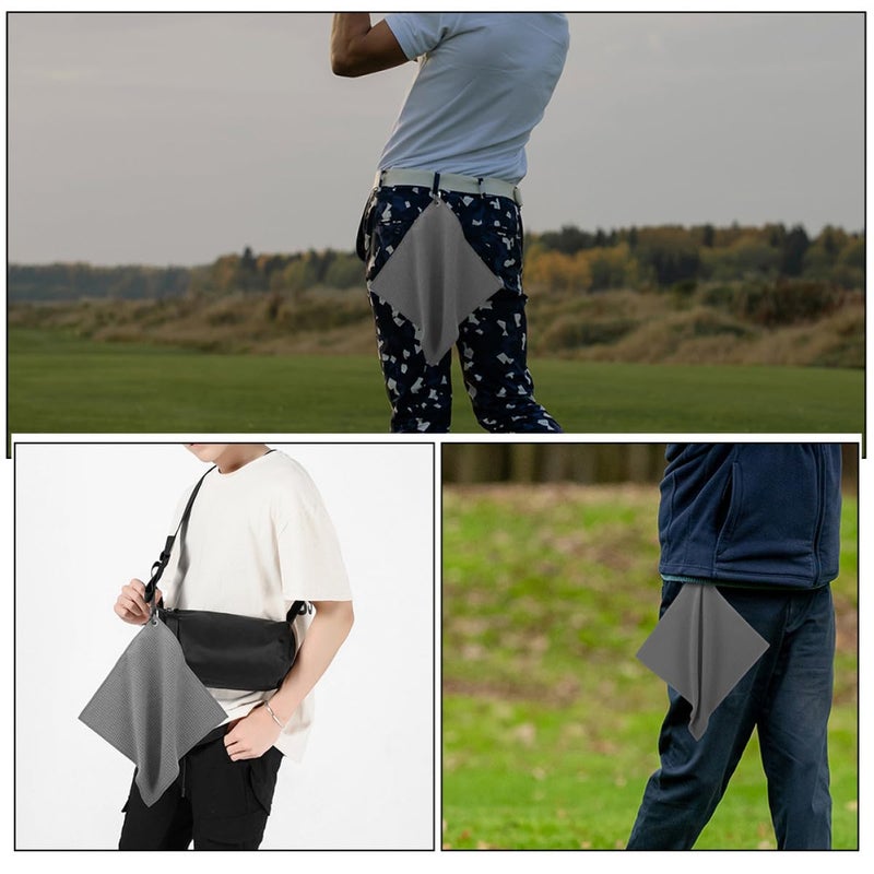 Gray Microfiber Golf Towels 30x30cm 3 Pack for Ball Cleaning Outdoor Sports Supply - Image 4