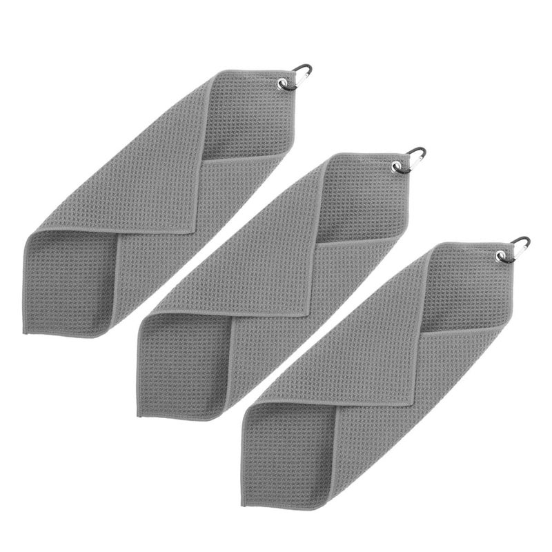 Gray Microfiber Golf Towels 30x30cm 3 Pack for Ball Cleaning Outdoor Sports Supply - Image 2