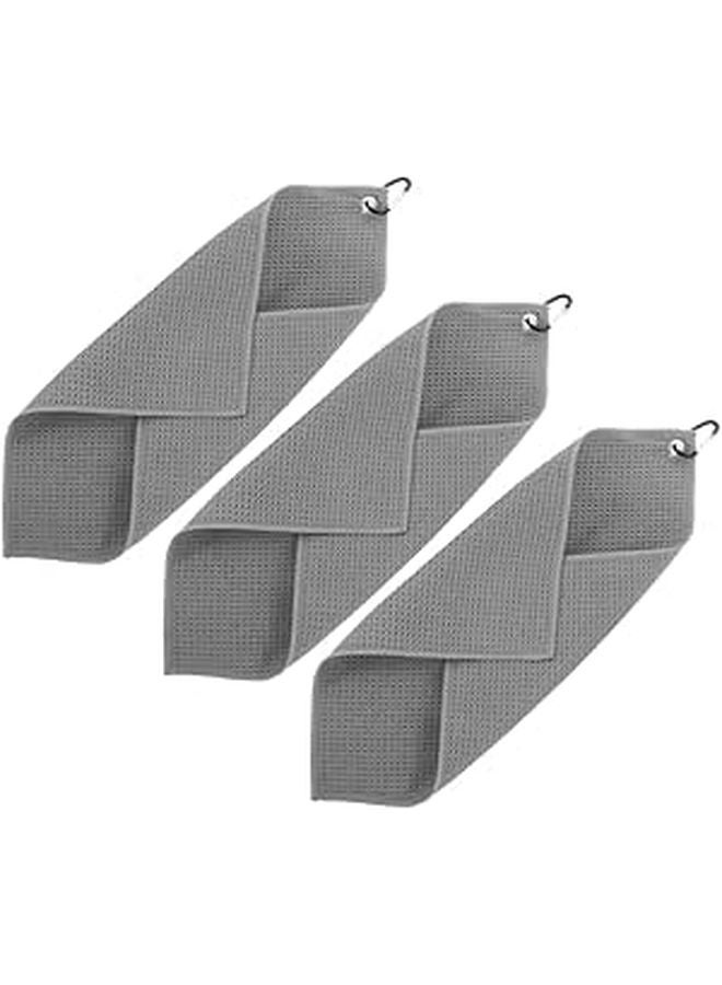 Gray Microfiber Golf Towels 30x30cm 3 Pack for Ball Cleaning Outdoor Sports Supply - Image 1
