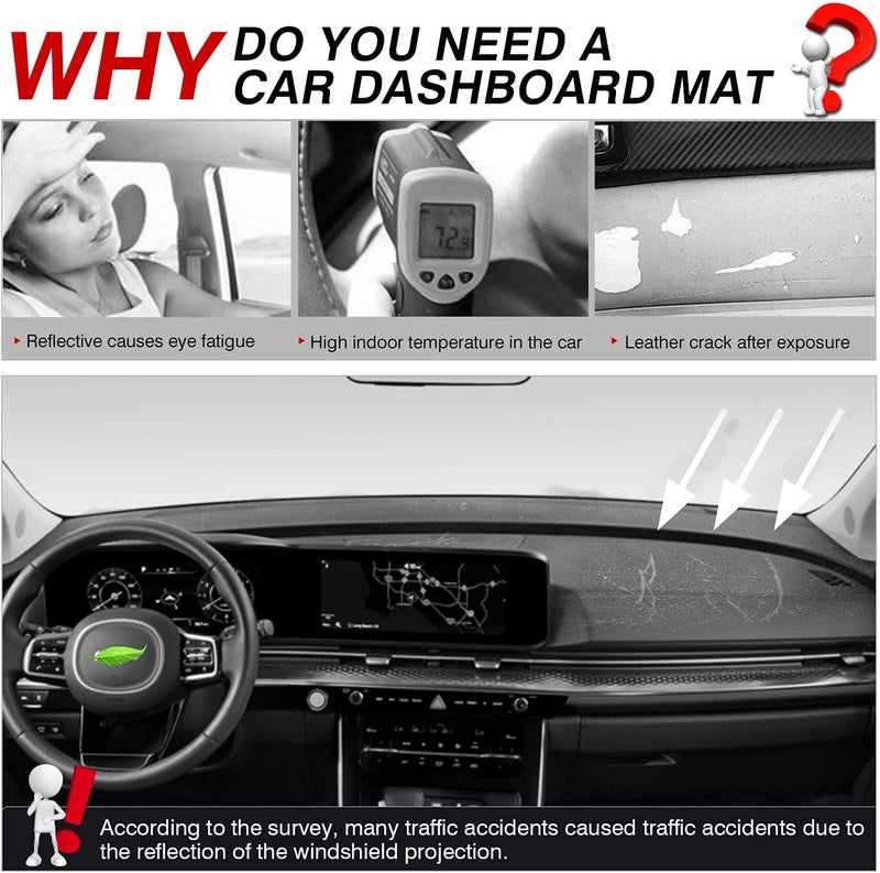 Autorder Dashboard Cover Mat for 2022 2023 2024 2025 Kia Carnival Accessories Dash Cover Dash Mat Glare UV Rays Dashboard Protector - Image 2