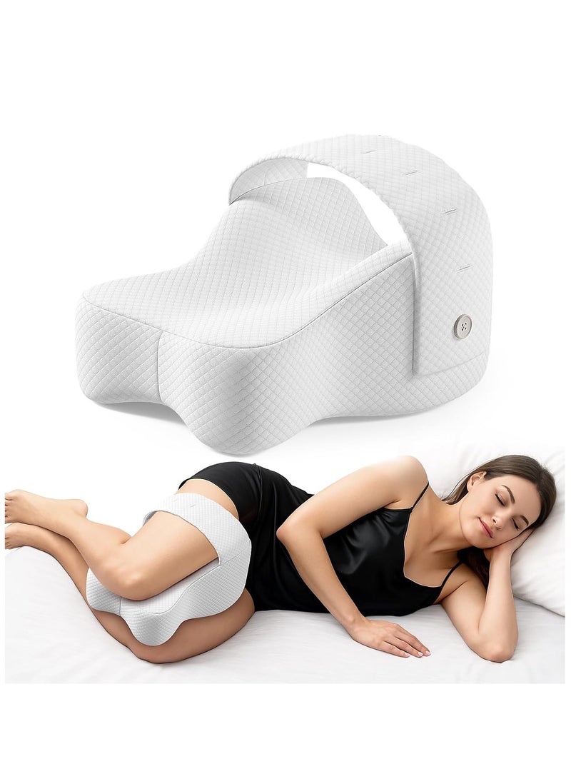 والالا وسادة ركبة دائرية نصف دائرية محمولة مريحة، وسائد ساق من إسفنج الذاكرة لمن ينامون على جانبهم تفصل الركبتين لتعزيز النوم بأشرطة ثابتة قابلة للتعديل - Image 1