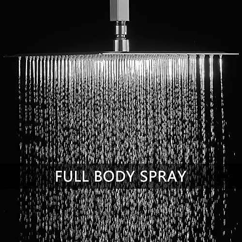 Heable Brushed Nickel Shower System Bathroom 12 Inch Rain Shower Head Ceiling Mount with Handheld Luxury High Pressure Shower Combo Set Shower Faucet Rough-in Valve Body and Trim Included - Image 3