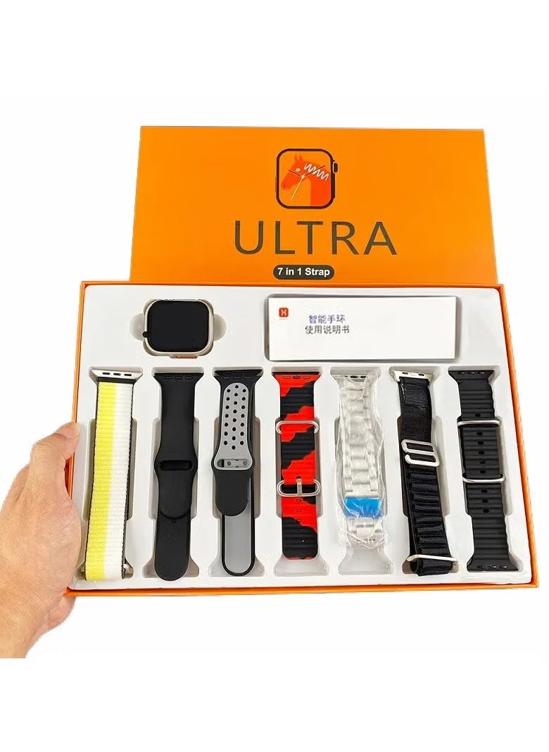 Ultra - Series 9 ULTRA Smart Watch 2.01inch With A Full Screen Works With The Android And IOS System Is Responsive And Supports GPS With 7 Bracelets - Image 1