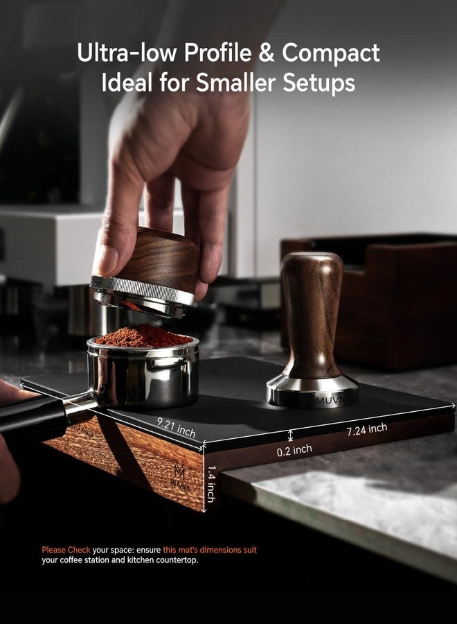 MUVNA Espresso Tamping Mat - Premium Walnut Wood with Silicone Pad, Compact Corner Design for 51/54/58mm Portafilter, Non-Slip Barista Station Accessory for Home Espresso Brewing - Image 2
