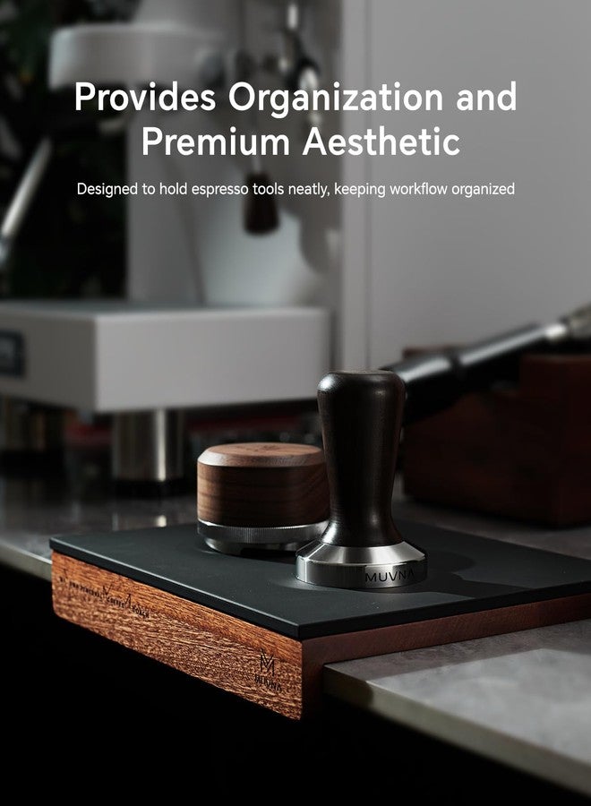 MUVNA Espresso Tamping Mat - Premium Walnut Wood with Silicone Pad, Compact Corner Design for 51/54/58mm Portafilter, Non-Slip Barista Station Accessory for Home Espresso Brewing - Image 3