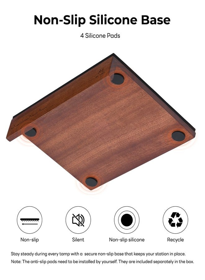 MUVNA Espresso Tamping Mat - Premium Walnut Wood with Silicone Pad, Compact Corner Design for 51/54/58mm Portafilter, Non-Slip Barista Station Accessory for Home Espresso Brewing - Image 5