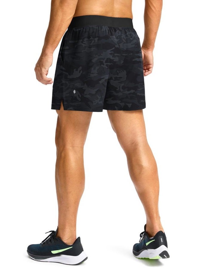 Soothfeel Men's Running Shorts with Zipper Pockets 7 Inch Lightweight Quick Dry Gym Athletic Workout Shorts for Men (Grey Camo, Large) - Image 4