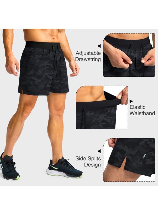 Soothfeel Men's Running Shorts with Zipper Pockets 7 Inch Lightweight Quick Dry Gym Athletic Workout Shorts for Men (Grey Camo, Large) - Image 5