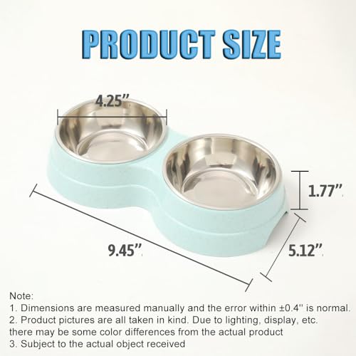 AKEISHE Double Cat Food Bowl -Stainless Steel Bowls with Easy-to-Clean Detachable Design, Non-Slip Base, Pet Feeder for Kittens and Medium Cats (Blue) - Image 5