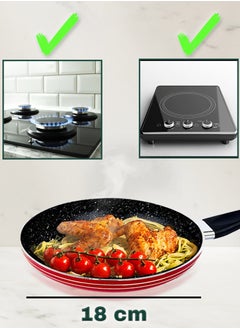 Mercury 18 CM Aluminum Base Multi Purpose Frypan with Scratch Resistant and Eco Friendly Marble Coating Suitable for All Stovetops Includes a Free Spatula  - Image 2