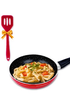 Mercury 18 CM Aluminum Base Multi Purpose Frypan with Scratch Resistant and Eco Friendly Marble Coating Suitable for All Stovetops Includes a Free Spatula  - Image 1