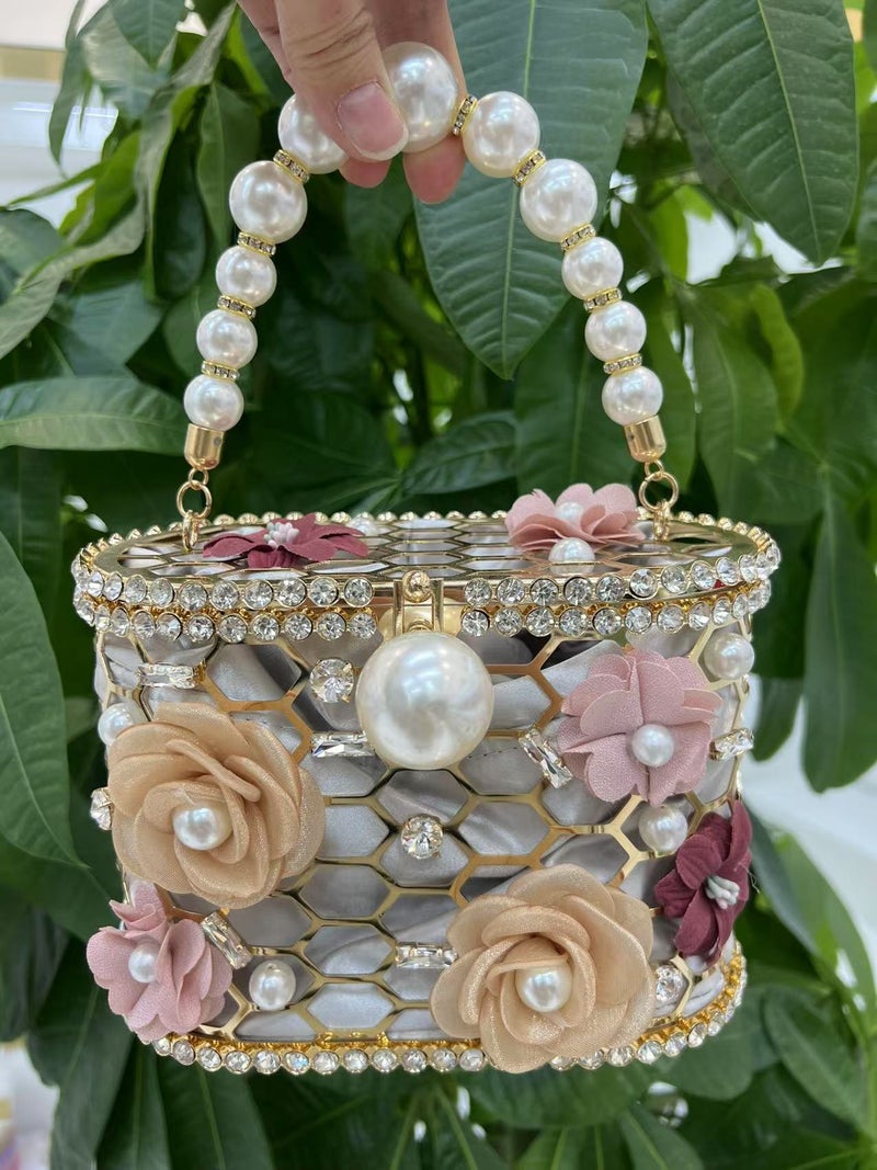 (Order) Model Full Rhinestone Floral Crossbody Handbag Shoulder Bag Women'S Bag Fashionable Versatile - Image 1