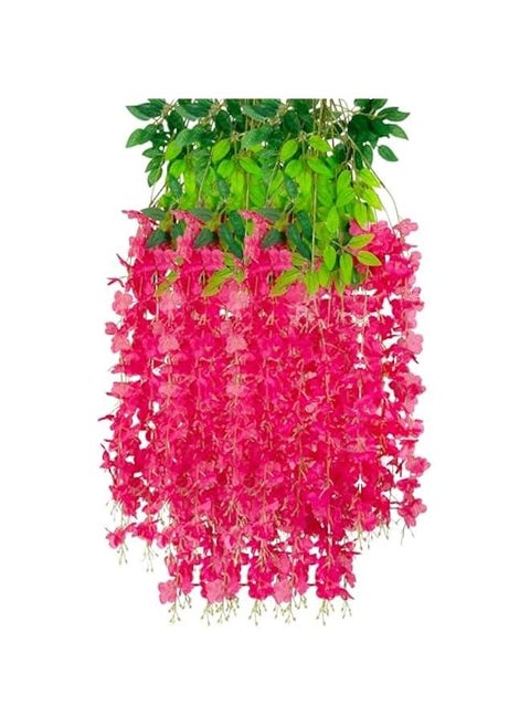 12 Pack Fuchsia Wisteria Hanging Flowers Garland, 3.77 Feet Fuchsia Artificial Wisteria Flower Vines, Fake Fuchsia Wisteria, Fuchsia Flower Vines for Backdrop, Fuchsia Trailing Flower