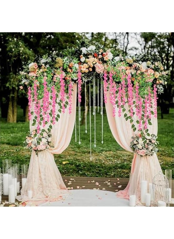 Generic - 12 Pack Fuchsia Wisteria Hanging Flowers Garland, 3.77 Feet Fuchsia Artificial Wisteria Flower Vines, Fake Fuchsia Wisteria, Fuchsia Flower Vines for Backdrop, Fuchsia Trailing Flower - Image 1