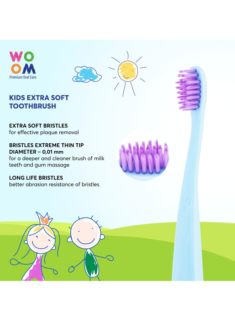 WOOM KIDS فرشاة الأسنان الناعمة الإضافية آمنة لأسنان الأطفال واللثة