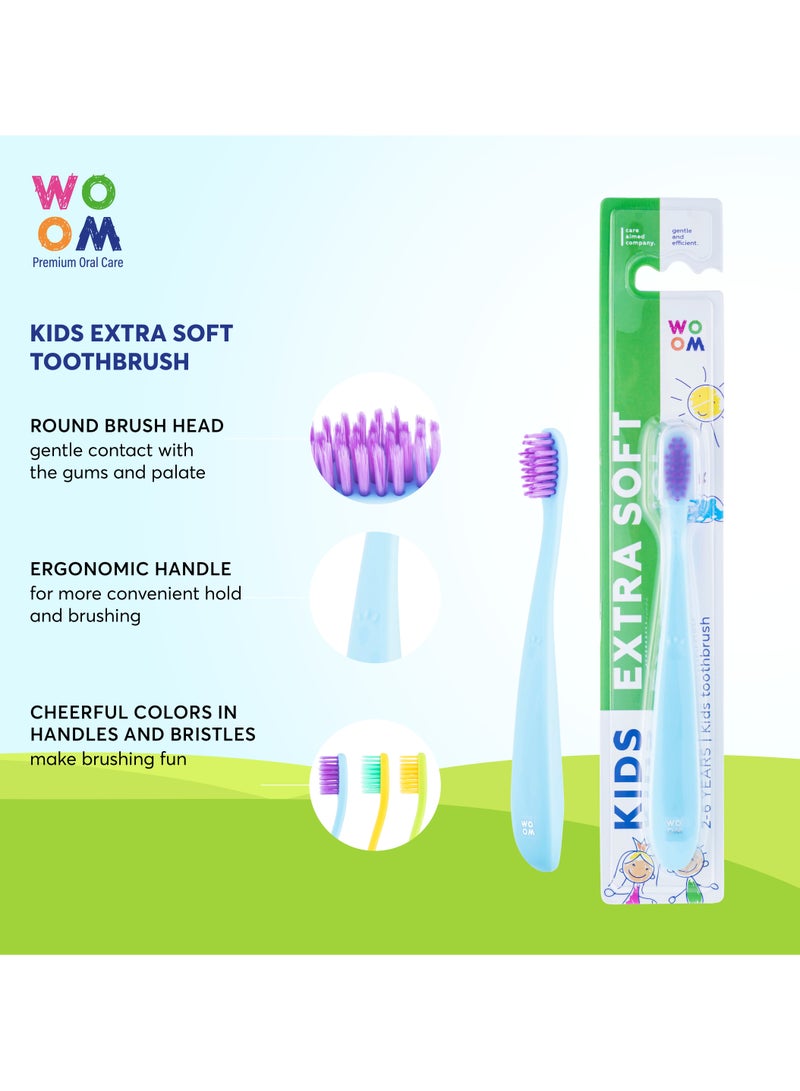 WOOM KIDS فرشاة الأسنان الناعمة الإضافية آمنة لأسنان الأطفال واللثة