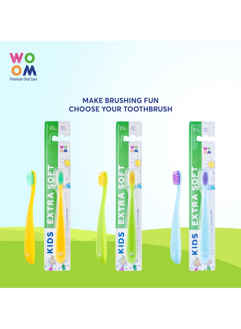 WOOM KIDS فرشاة الأسنان الناعمة الإضافية آمنة لأسنان الأطفال واللثة