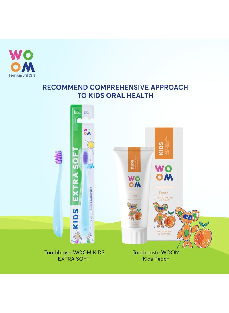 WOOM KIDS فرشاة الأسنان الناعمة الإضافية آمنة لأسنان الأطفال واللثة