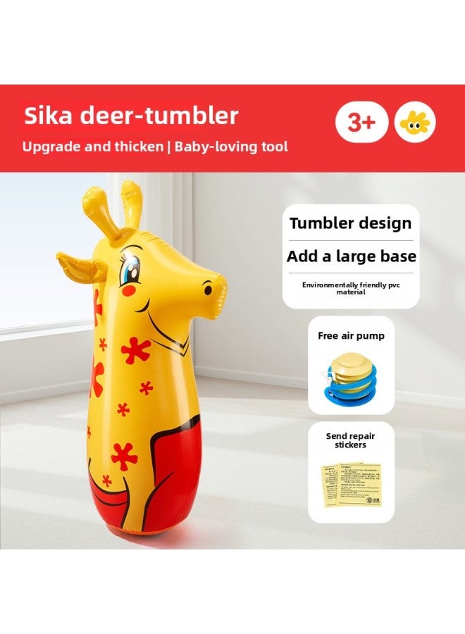 Inflatable Tumbler Toy Baby Baby Indoor Early Education Educational Children Boxing Sandbag Dinosaur Large Bite-Color:Sika Deer [upgraded And Thickened] Comes With Air Pump + Repair Subsidy - Image 1