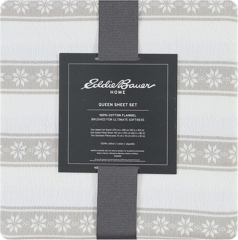 Eddie Bauer - Twin Sheet Set, Warm Breathable Cotton Flannel Bedding with Deep Pockets, Brushed for Extra Softness, Cozy Home Decor, Oeko-Tex Certified (Snowflake Fair Isle, Twin) - Image 5