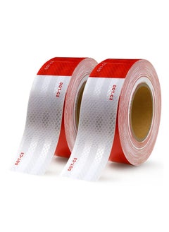 Y&D DOT-C2 Reflective Tape, SYOSI DOT Tapes 2Inx100 Feet Waterproof Red and White Adhesive Reflector Tape for Trailer Cars Trucks Outdoor  - Image 1