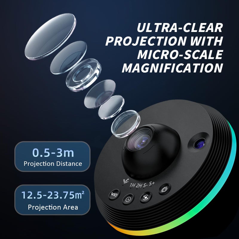Ainael Galaxy Projector, Star Projectors Home Planetarium Space Ceiling Starry Sky Night Light with Light Strip, Meteor and Galaxy Projector & 2 Films Set for Kid Adult Gift (Black) - Image 3