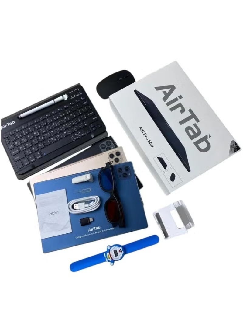 AirTab A16 Pro Max 5G Smart Tablet 10.1-Inch Display, 16GB RAM, 1TB Storage, 10000mAh Battery with Wireless Arabic Keyboard – High-Performance Android Tablet in Sleek Black for Work, Study & Entertainment - Image 2