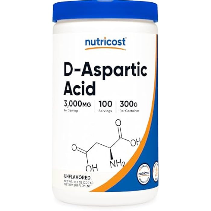 Nutricost D-Aspartic Acid (DAA) Powder 300G - Pure D Aspartic Acid - Image 1