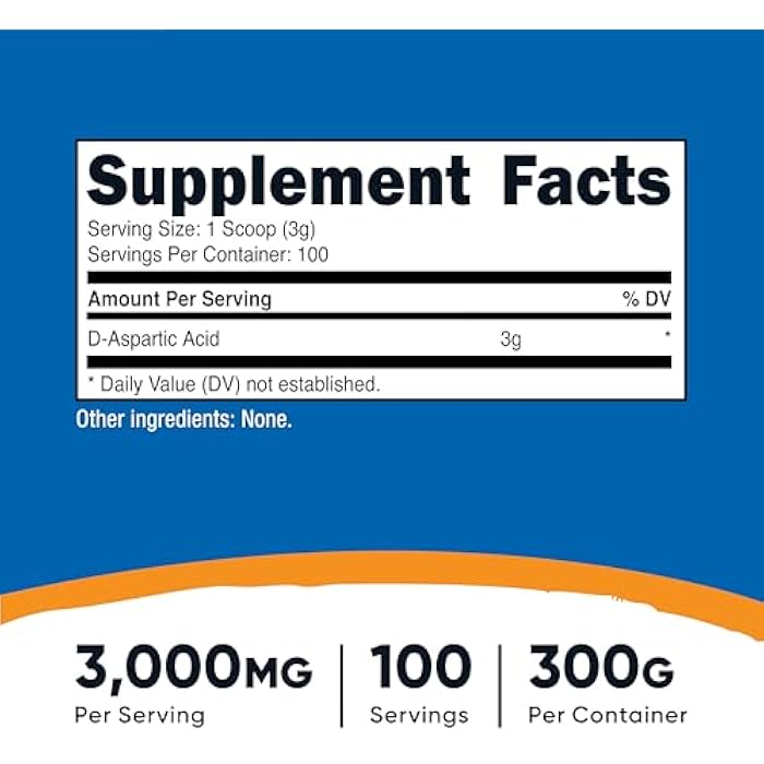 Nutricost D-Aspartic Acid (DAA) Powder 300G - Pure D Aspartic Acid - Image 2