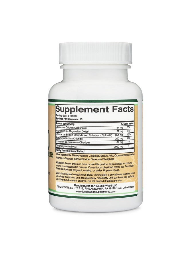Double Wood Supplements - Dhm1000 Dihydromyricetin (Dhm) Tablets Most Powerful Dhm Supplement On The Market 1000Mg (30 Count) Enhanced With Electrolytes By Double Wood Supplements - Image 1