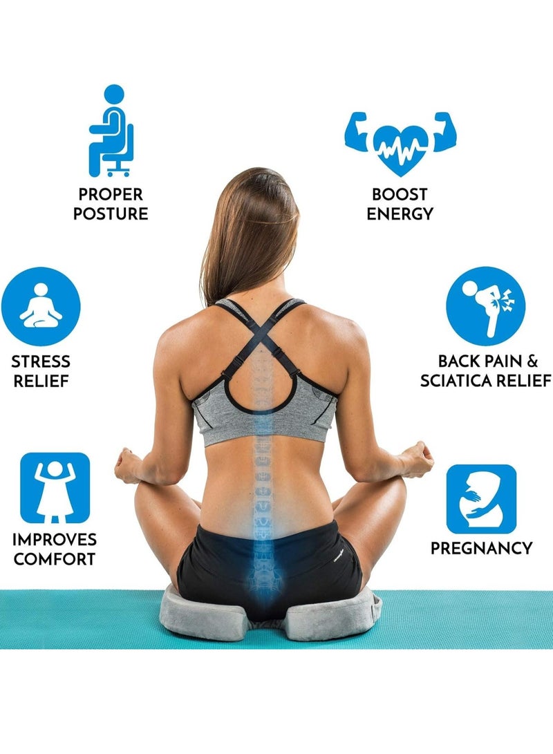 JOMILA Memory Foam Seat Cushion Gel Infused Soft Velour Cover Non-Slip Bottom With Handle Orthopedic Relief Tailbone Coccyx Sciatica Back Pain For Office Chair WFH Car Seat Wheelchair Airplane - Image 4