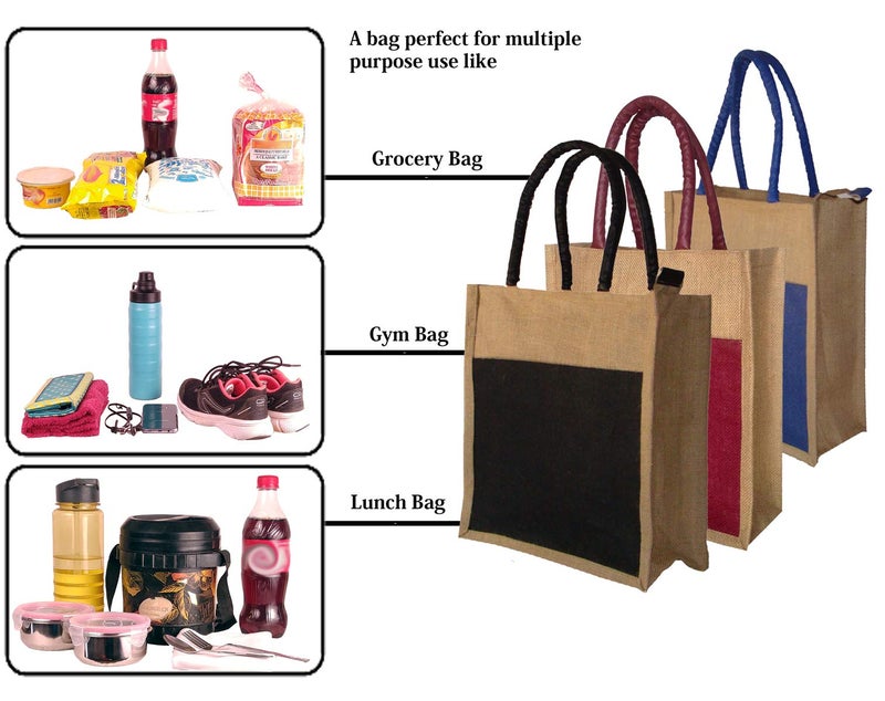 FOONTY Men/Women Jute Lunch Bags(Pack of 3,FAB-26D) - Image 2