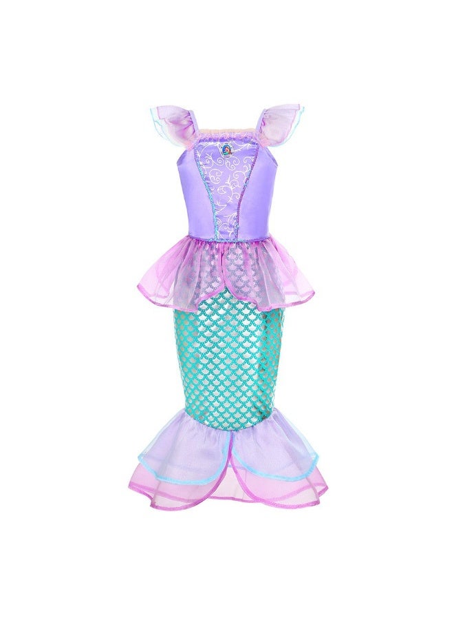 NIBEMINENT Mermaid princess dress collection, Ariel wig children's mermaid fishtail dress, European and American style children's dress - Image 1
