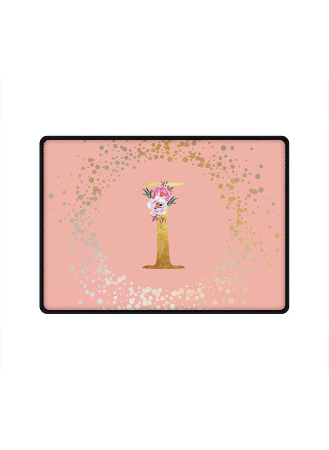 Stylizedd Designer Gaming Mouse Pad Anti-Skid Mousepad Large Keyboard Mouse Pad Desk Mat Custom Monogram Initial Letter Floral Pattern Alphabet - I(Rose Pink)  - Image 1