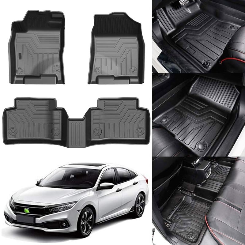 KUST Floor Mats for 20162021 Honda Civic SedanType RCoupe 20172021 Civic Hatchback All Weather Floor Liners for Civic Accessories TPE Rubber Car Mats High Side