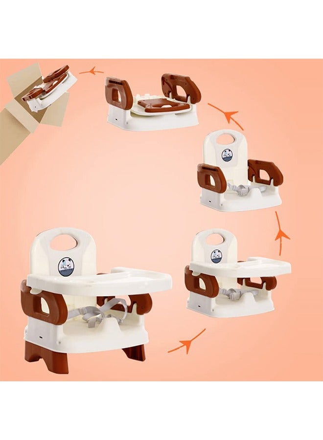 Arabest Baby Dining Booster Chair For Infant With Tray, 6 Months To 4 Years, White/Brown - Image 4
