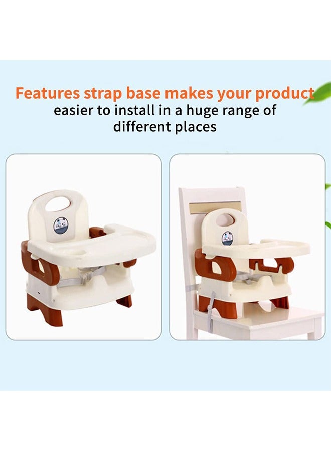 Arabest Baby Dining Booster Chair For Infant With Tray, 6 Months To 4 Years, White/Brown - Image 3