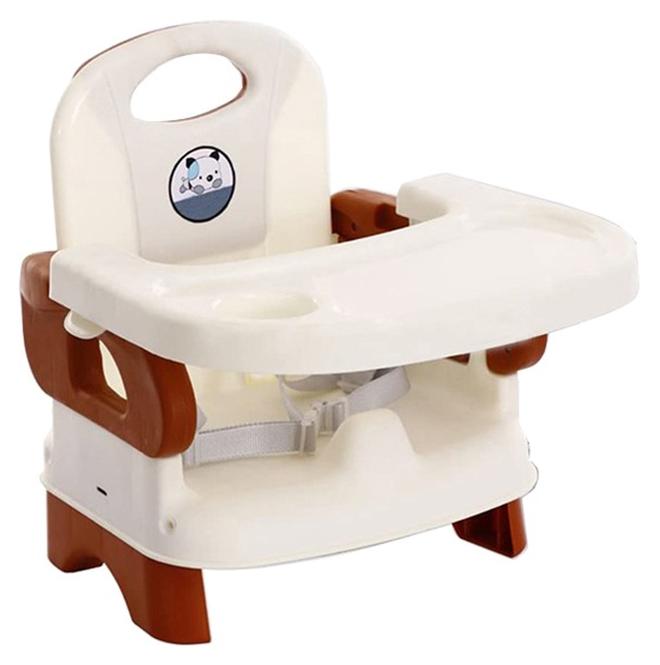 Arabest Baby Dining Booster Chair For Infant With Tray, 6 Months To 4 Years, White/Brown - Image 1