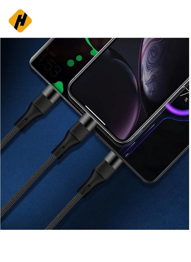 HuHa Multi Charging Cable 3 in 1 Charging Cable, USB A to Lightning/Type C/Micro USB Charger Sync Cable Compatible with iPhone, iPad, Samsung Galaxy, Huawei, LG, Sony, HTC, OnePlus  - Image 3