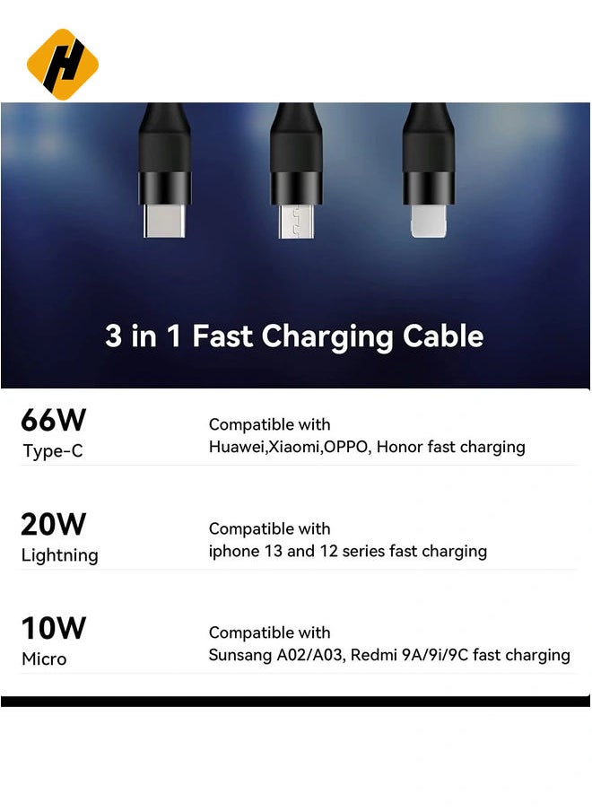 HuHa Multi Charging Cable 3 in 1 Charging Cable, USB A to Lightning/Type C/Micro USB Charger Sync Cable Compatible with iPhone, iPad, Samsung Galaxy, Huawei, LG, Sony, HTC, OnePlus  - Image 5