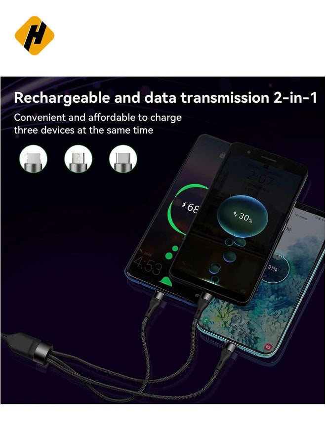 HuHa Multi Charging Cable 3 in 1 Charging Cable, USB A to Lightning/Type C/Micro USB Charger Sync Cable Compatible with iPhone, iPad, Samsung Galaxy, Huawei, LG, Sony, HTC, OnePlus  - Image 2