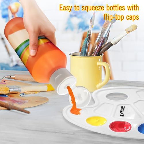 EXTRIC Washable Tempera Paint for Kids - 6 Bold Colors x 8 oz Bottles (48 fl oz Total) Non-Toxic Easy Clean Kid Paint Rich Pigment Paints for Toddlers, Classroom & Arts and Crafts - Image 3