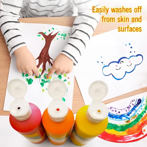 EXTRIC Washable Tempera Paint for Kids - 6 Bold Colors x 8 oz Bottles (48 fl oz Total) Non-Toxic Easy Clean Kid Paint Rich Pigment Paints for Toddlers, Classroom & Arts and Crafts - Image 4