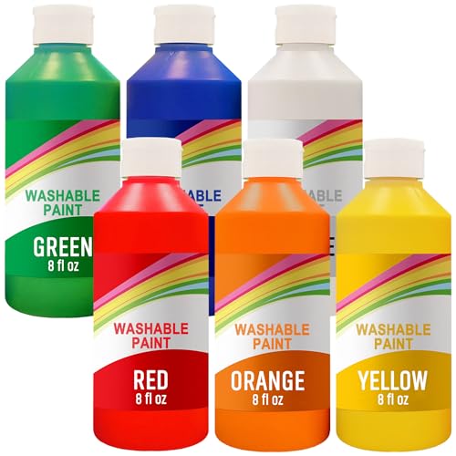 EXTRIC Washable Tempera Paint for Kids - 6 Bold Colors x 8 oz Bottles (48 fl oz Total) Non-Toxic Easy Clean Kid Paint Rich Pigment Paints for Toddlers, Classroom & Arts and Crafts - Image 1