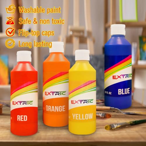 EXTRIC Washable Tempera Paint for Kids - 6 Bold Colors x 8 oz Bottles (48 fl oz Total) Non-Toxic Easy Clean Kid Paint Rich Pigment Paints for Toddlers, Classroom & Arts and Crafts - Image 2