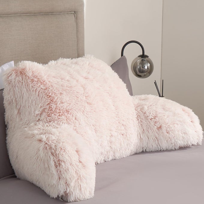 READING PILLOW PINK FLUFFY CHAIR PILLOW SOFT FLEECE GAMING PILLOWS FOR BED CUDDLE CUSHION FOR ADULTS SUPPORTIVE BACK REST PILLOWS