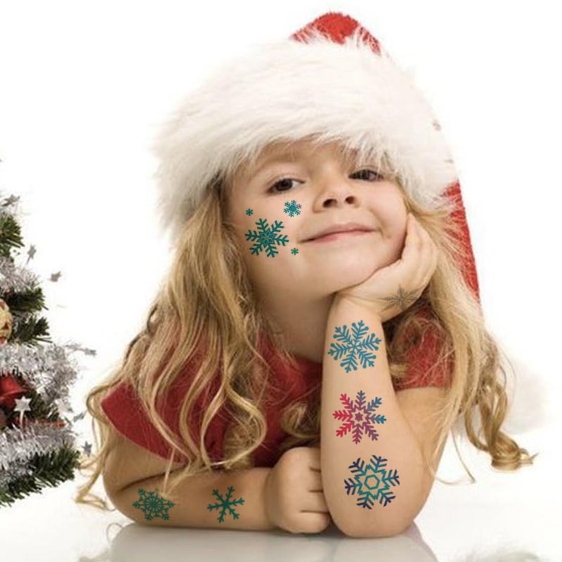 CHARLENT Glitter Snowflake Temporary Tattoos for Kids Party Supplies - 74 Individually Sheets Glitter Winter Snowflake Tattoos for Boys Girls Holiday Party Favors - Image 3