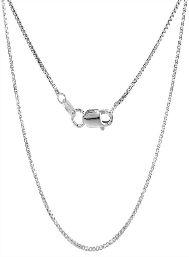 سابرينا سيلفر قلادة من الفضة الإسترلينية عيار 925، سلسلة صندوقية بسمك 1 مم، مزودة بمشبك على شكل مخلب الكركند، خالية من النيكل، صنع في إيطاليا، طولها 20 بوصة. - Image 1